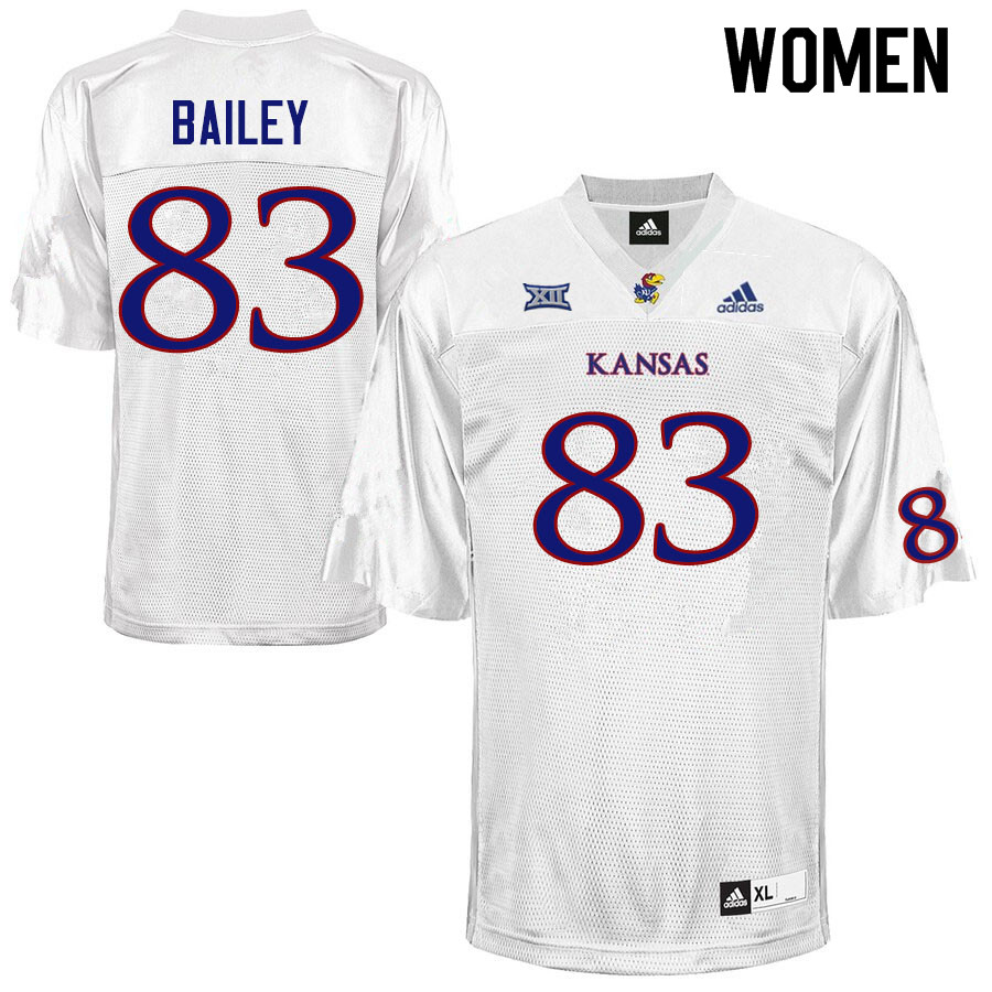 Women #83 Jailen Bailey Kansas Jayhawks College Football Jerseys Sale-White